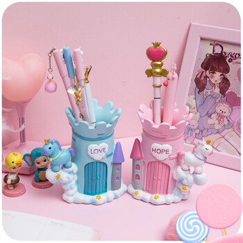 少女心儿童笔筒时尚摆件通办公文具办公桌桌面摆件女树脂工艺品礼物网