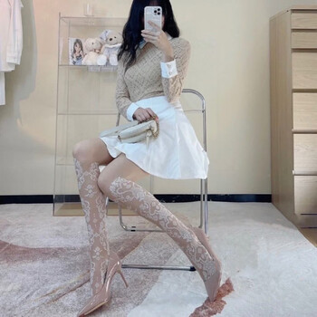 亚百鹿提花丝袜新款jk白丝萝莉洛丽塔袜软妹秋冬款花纹裤袜白色均码高