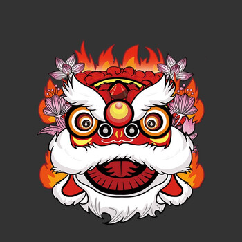 浮生 醒狮车贴中国风个性车身划痕遮挡贴国潮舞狮大吉大利汽车装饰