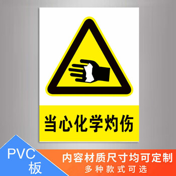 实验室标识牌当心灼伤玻璃碎渣当心飞溅安全警示牌化学品存储处标志贴