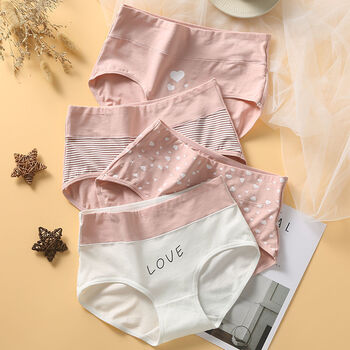 女士高腰内裤少女内裤高初中学生女孩青春期短裤中大童三角裤头心形4