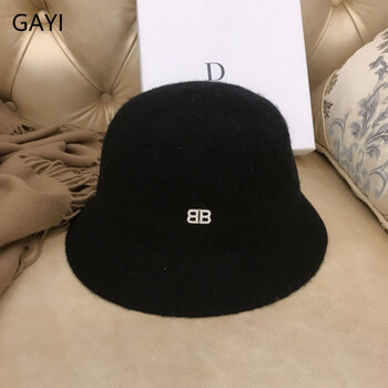 JIASHENGXI 帽子女春秋款羊毛针织盆帽纯色渔夫帽时尚简约百搭女士遮阳帽 黑色 可调节