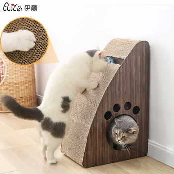 伊丽tts0001 伊丽三角立式猫抓板瓦楞纸磨爪器猫爪板窝猫抓柱猫玩具靠墙铃铛三角猫抓板tts0001 行情报价价格评测 京东