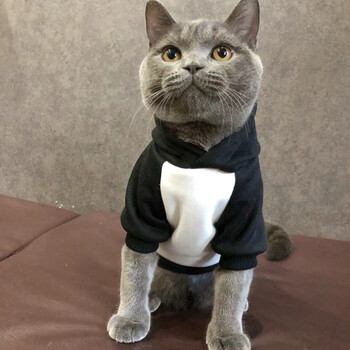 猫英短加菲猫暹罗猫潮牌小猫猫穿的宠物秋冬衣服 黑白连帽卫衣(薄绒)