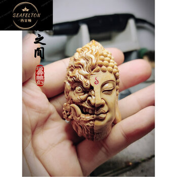 情人节礼物一念之间三通魔佛头手串配项链饰吊坠背云文玩手把件鹿角