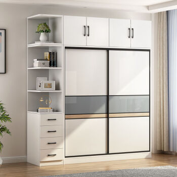 大衣柜实木推拉门移门家用卧室家具柜子组合储物房间收纳 140*50*200