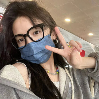 瑞玻尔(ruiboer) 章若楠同款黑框眼镜网红素颜显脸小韩版防蓝光方框可