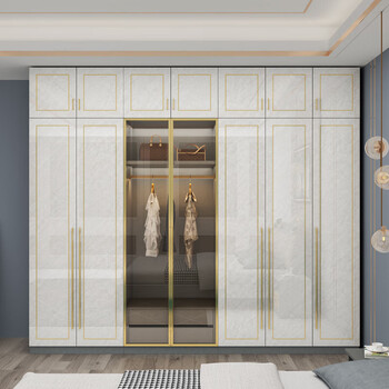 瑞玉家居轻奢意式极简衣柜分体衣柜组合衣柜玻璃门衣柜三门衣柜