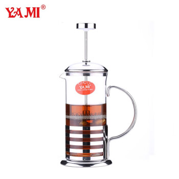 不锈钢条纹设计350cc压力式咖啡壶-亚米(Yami)国内旗舰店