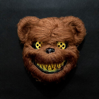 鬼兔子蹦迪毛绒动物血腥吓人兔拍照面具头套万圣节女 恐怖棕熊面具