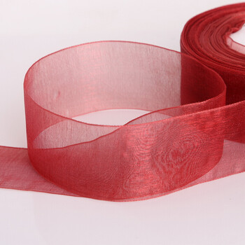 8cm透明雪纱带勾帽子的丝带手工编织钩遮阳绑头发丝带彩带发带 枣红色