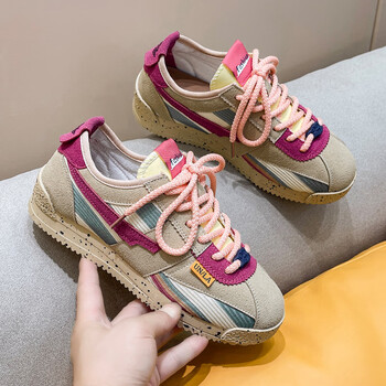 绿野客阿甘鞋女秋冬季薄款2022新款百搭透气休闲跑步运动鞋女鞋红色35