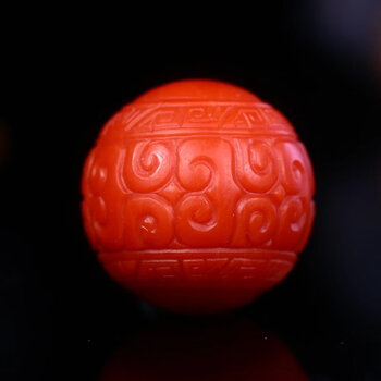 蒂宝莱(dibaolai)南红单珠云南保山玛瑙回纹珠散珠圆珠雕刻珠对珠隔珠