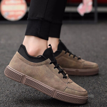 岗轮 休闲青年板鞋男英伦百搭个性搭配小脚九分休闲牛仔裤子鞋子男