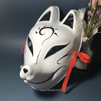 抖音暗部日本和风萤火狐狸面具全脸猫cos中国风古风pvc儿童男 狐妖a款