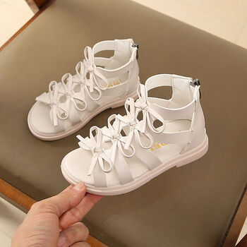 儿童凉鞋夏季新款宝宝鞋女童公主鞋包跟时尚罗马鞋女孩沙滩鞋白色25码