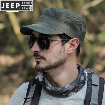 jeep吉普高档精品平顶帽男士春夏新款户外薄款帽子男夏季遮阳防晒速干