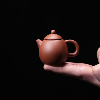 创意茶宠指尖壶迷你紫砂壶 小号袖珍手工可养小茶宠 迷你禅意摆件 指尖龙蛋-红泥