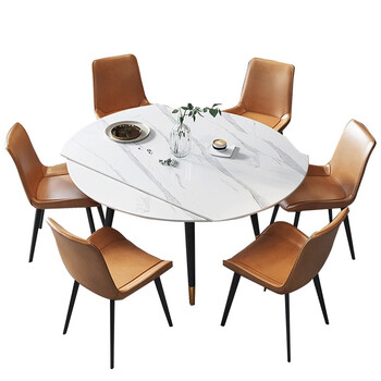 餐桌岩板餐桌椅组合可伸缩折叠现代简约家用方圆两用小户型吃饭圆桌