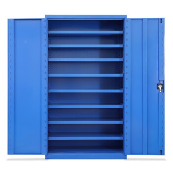 贺曼重型工具柜整理柜车间置物柜五金工具两门储物铁皮柜带锁深海蓝C8000