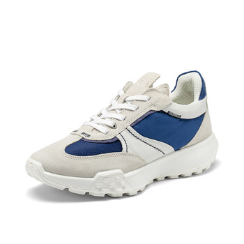 爱步ecco老爹鞋女厚底增高鞋轻便运动鞋阿甘鞋复古跑鞋211703白色深邃