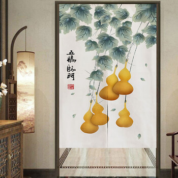 萱宇霖 中式门帘隔断帘布艺家用风水半帘中国风入户门卧室卫生间复古