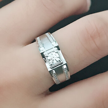 佳简珠宝 18k金求订结婚男士钻戒男戒 裸钻对戒定制 铂金1克拉真钻石