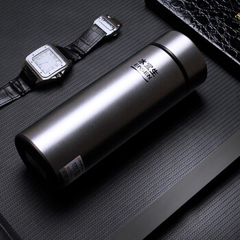 水宜生保温杯男大容量商务不锈钢保冷杯办公室水杯便携定制刻字 香槟