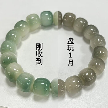 美翠说菩提子手串绕指柔佛珠学生版盘玩念珠解压神器女孩子手链生日礼物 飘花绿10mm（主图同款）变色快