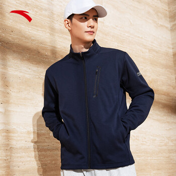 安踏羊暖绒丨运动外套男加绒保暖训练外套立领开衫跑步服修身外套