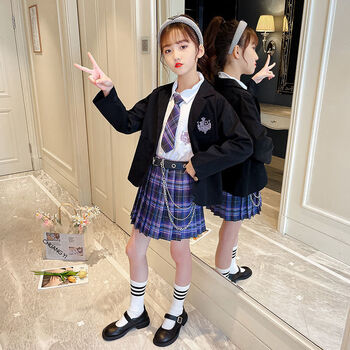 秋装9一12岁中大童甜美学院风小学生女装jk套装春秋小西装简约时尚潮