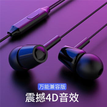 达维琦 入耳式有线耳机 耳麦重低音音乐游戏运动 适用于苹果华为黑鲨oppo小米vivo魅族IQOO 绅士黑【经典版】3.5MM圆形插口