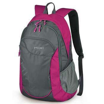 米熙休闲背包女旅行包大容量书包高中学生15英寸电脑包双肩包玫红21