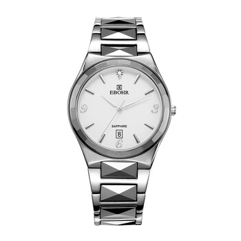 依波(ebohr)大师系列情侣石英表  简约休闲百搭防水钢带手表 白盘男表