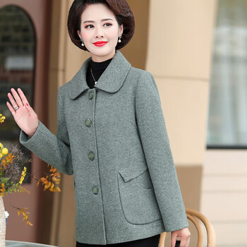 孜颜中老年女装春装呢外套妈妈装上衣女新中年人妇女40-50岁上衣女 绿色 4XL（建议130-145斤）