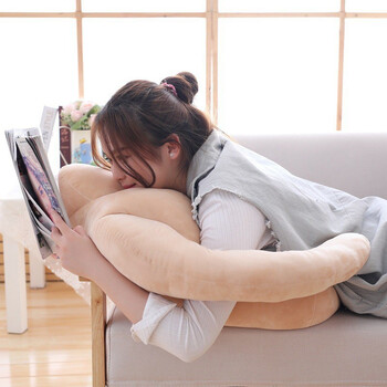 手臂枕头公仔床上趴着睡觉l假大六块肌男友肌肉抱 水豚抱枕棕色约110c