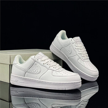 莆田男鞋aj低帮板鞋空军一号官网联名秋冬季青少年学生休闲af1情 纯白