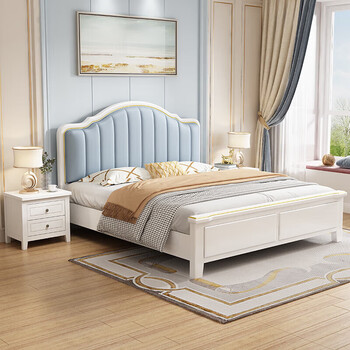 沐眠美式实木床双人床1.8米2米含床垫现代简约卧室床MM01 1.5单床