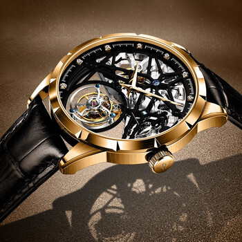 【520礼物】瑞士精利(jinlery)陀飞轮手表男时尚镂空机械表全景背透真