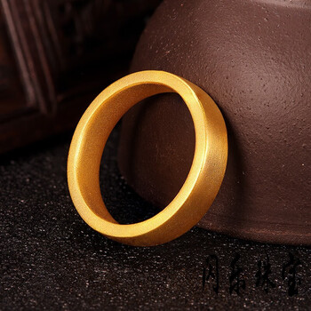 闪乐黄金戒指古法实心宽面黄金戒指男足金au999实心光面15号约1055克