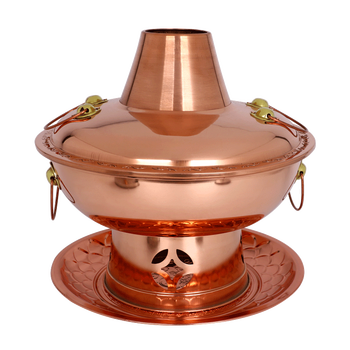 紫铜火锅燃环保油大铜锅加厚木炭铜火锅烧酒精炉用老北京涮肉铜锅