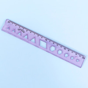 (xushuang)小学生尺子带波浪线软尺多功能量角器三角板三角尺直尺15cm