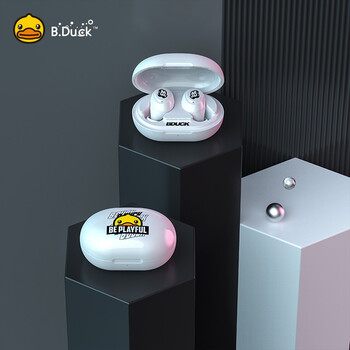 b.duck小黄鸭蓝牙耳机双耳入耳苹果华为无线入耳式可爱运动耳机 白色