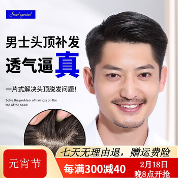 soul special假发男短发男生帅气男士真发假发真人发丝 15*20精修款全手织+可随意造型 自然黑