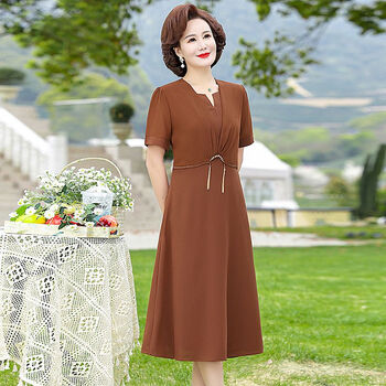 jrkbl妈妈连衣裙50岁时尚气质中年装短袖遮肚60中老年女装裙子夏季