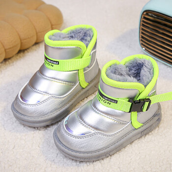 儿童棉鞋2022冬季新款男童宝宝二棉鞋加厚大棉加绒鞋幼儿园室内冬银色
