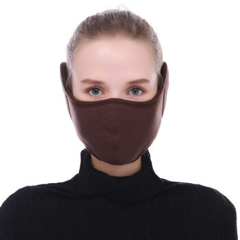 保暖防风寒冻骑行面罩挡风跑步运动护半脸口罩保暖护耳口罩女款咖啡