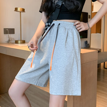 彦戈青少年高中生过膝短裤初中生女运动夏季薄宽松显瘦中裤高腰阔脚裤