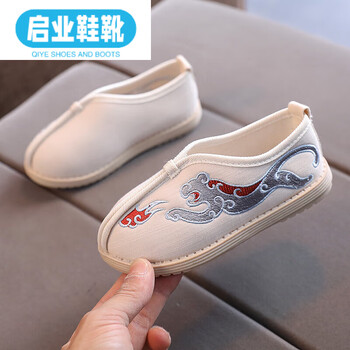 槿瑰儿童布鞋男童汉服鞋子风古装唐装演出鞋老北京宝宝绣花鞋b01米25