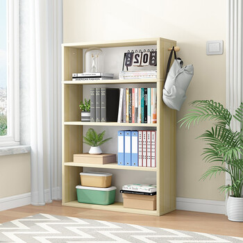 家世华（JIA SHI HUA）简易时尚落地收纳架客厅多功能大容量省空间小型书架绘本架 四层无柜门枫木色